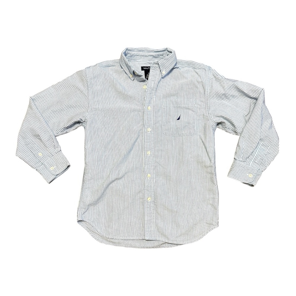 Nautica Boys Size 12/14 Seersucker Button Up Shirt